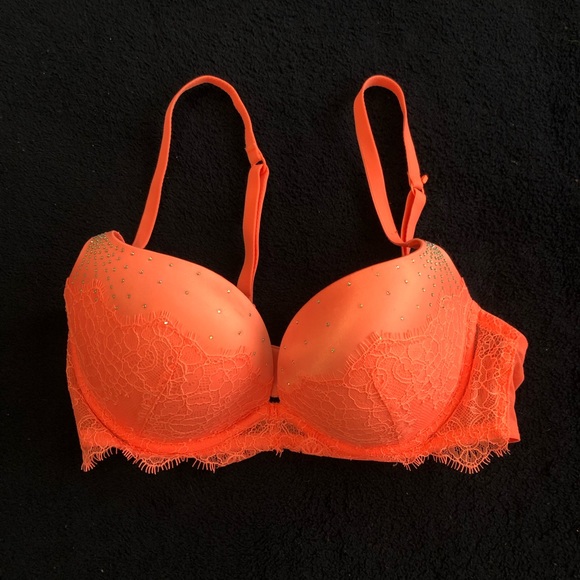 Coral Bra with crystals - Picture 1 of 6